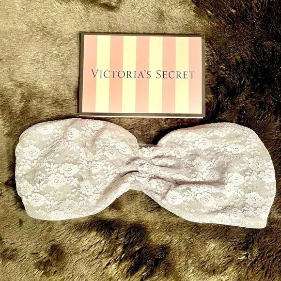 SOFT GRAY LACE BANDEAU by PINK by VS SIZE-MEDIUM - Picture 1 of 6